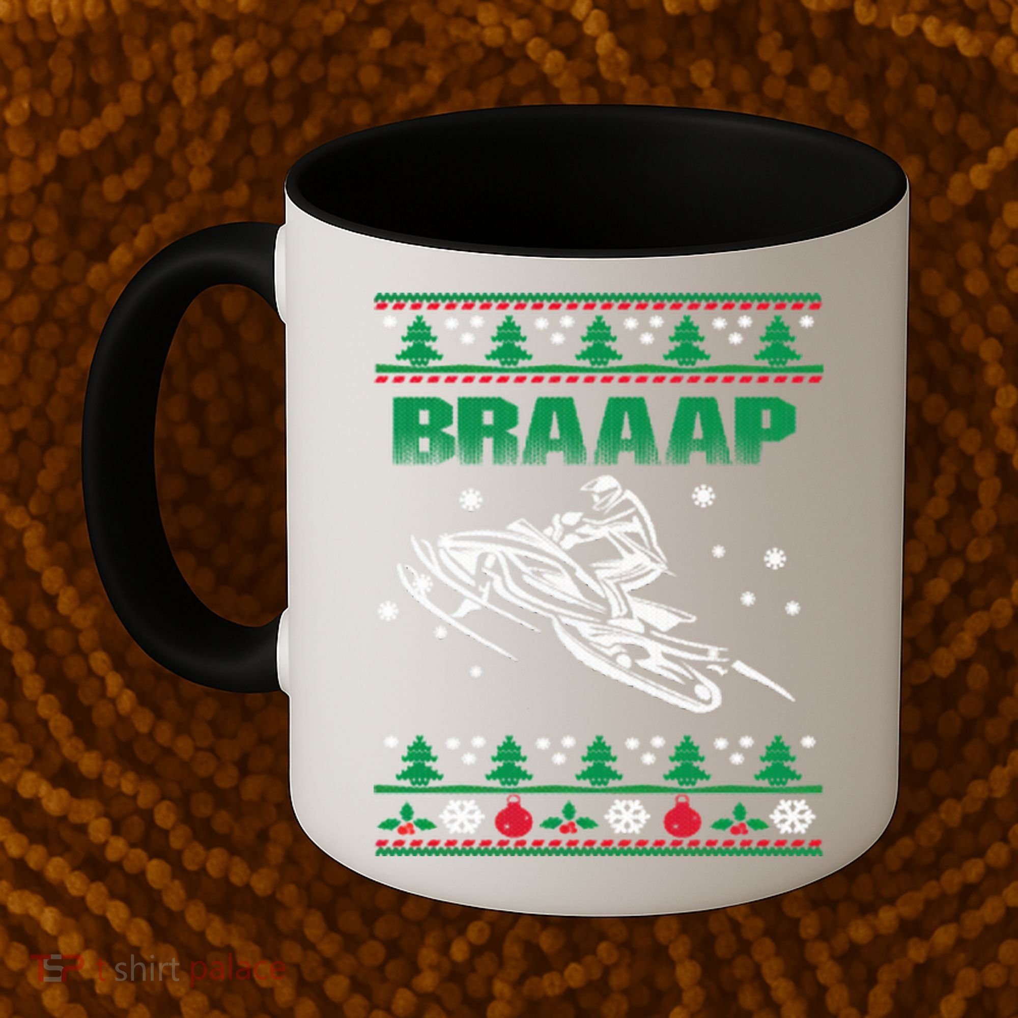 Braaap Snowmobiling Ugly Christmas Coffee Mug
