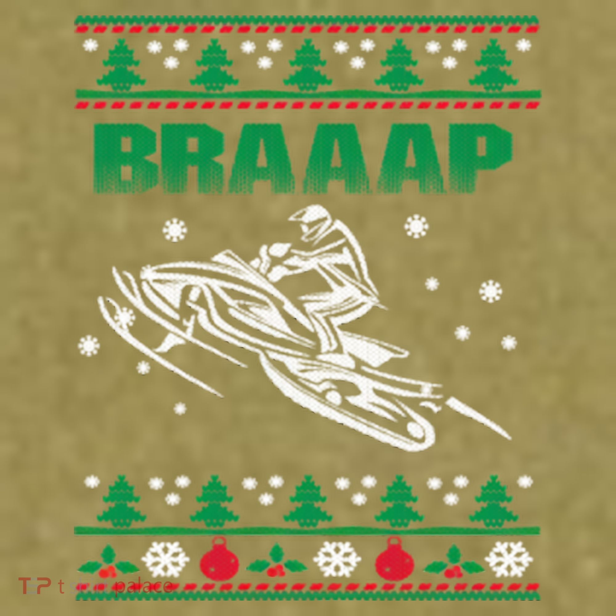 Braaap Snowmobiling Ugly Christmas Garment-Dyed Women's Muscle Tee