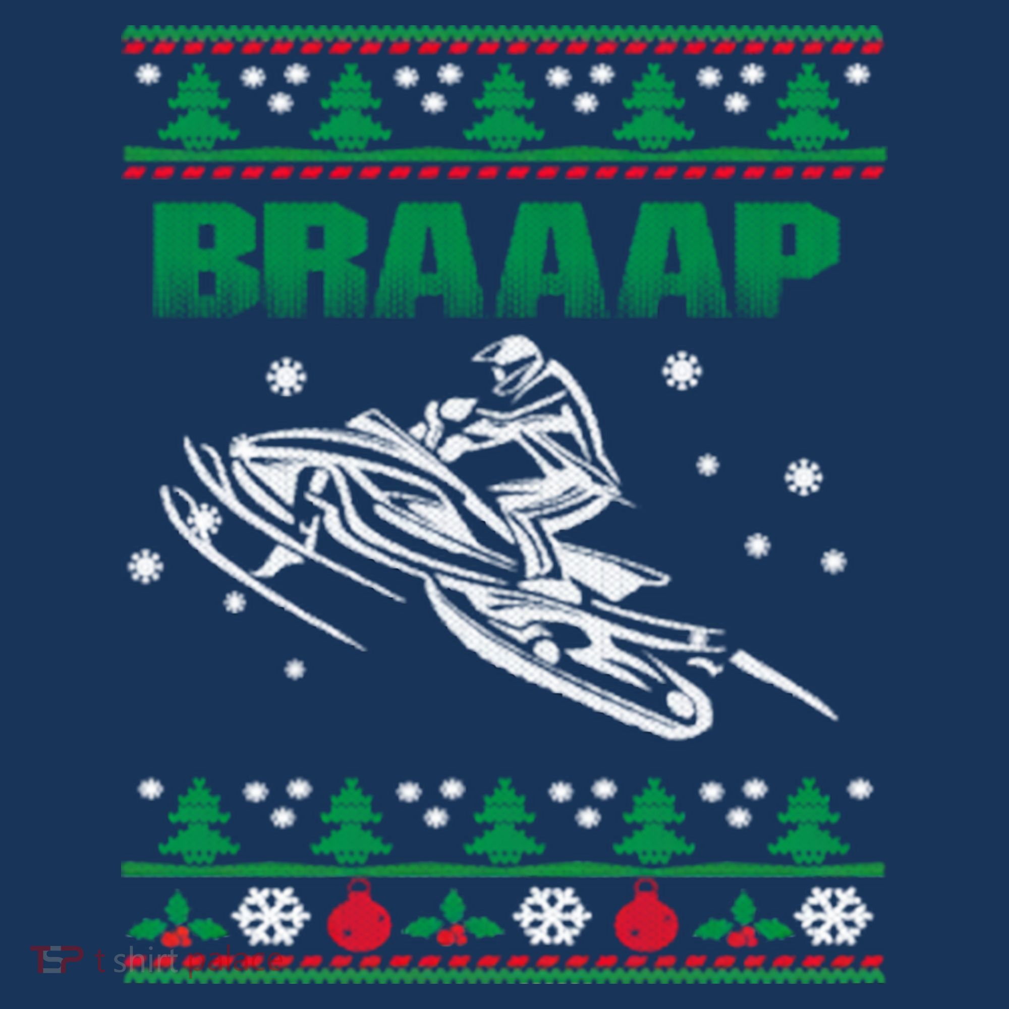 Braaap Snowmobiling Ugly Christmas Coaster