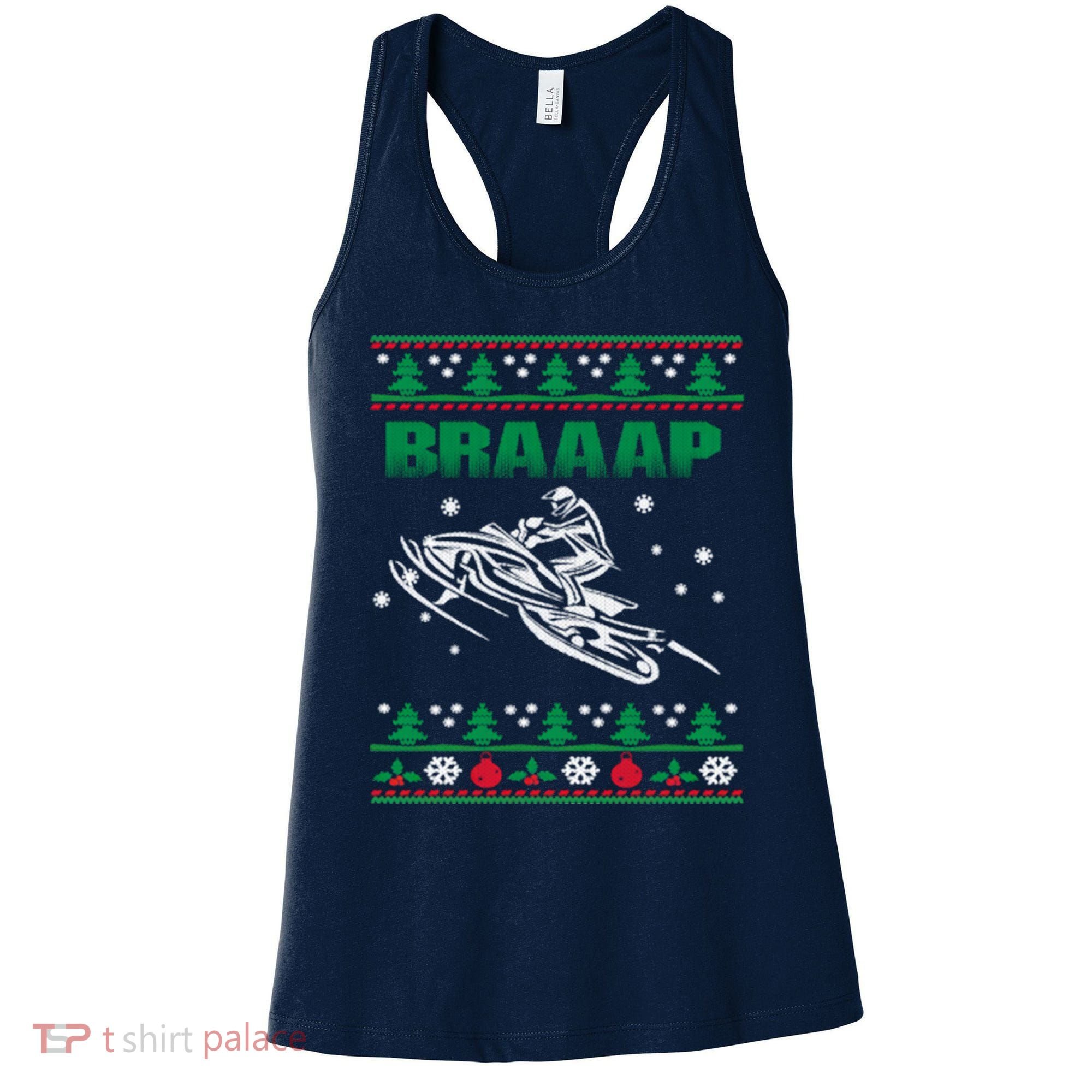 Braaap Snowmobiling Ugly Christmas Women's Tank Top