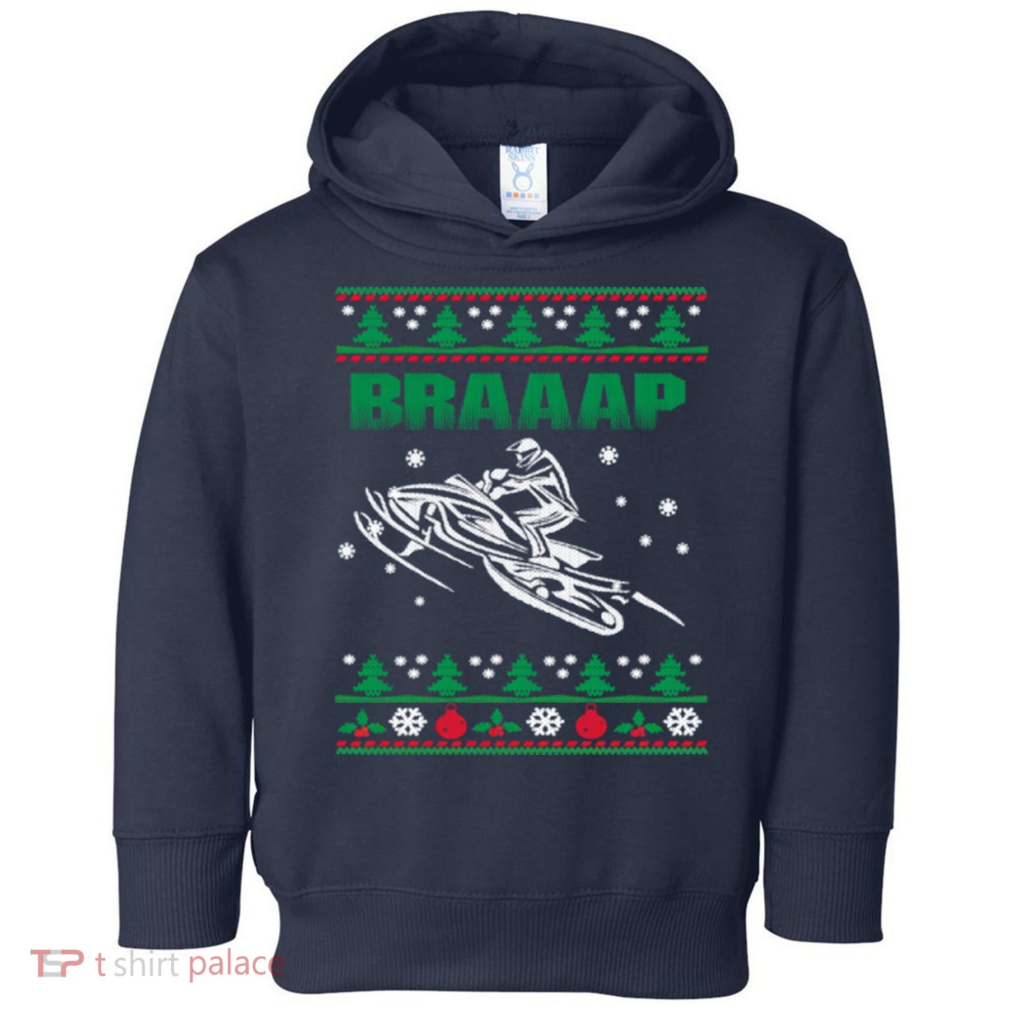 Braaap Snowmobiling Ugly Christmas Toddler Hoodie