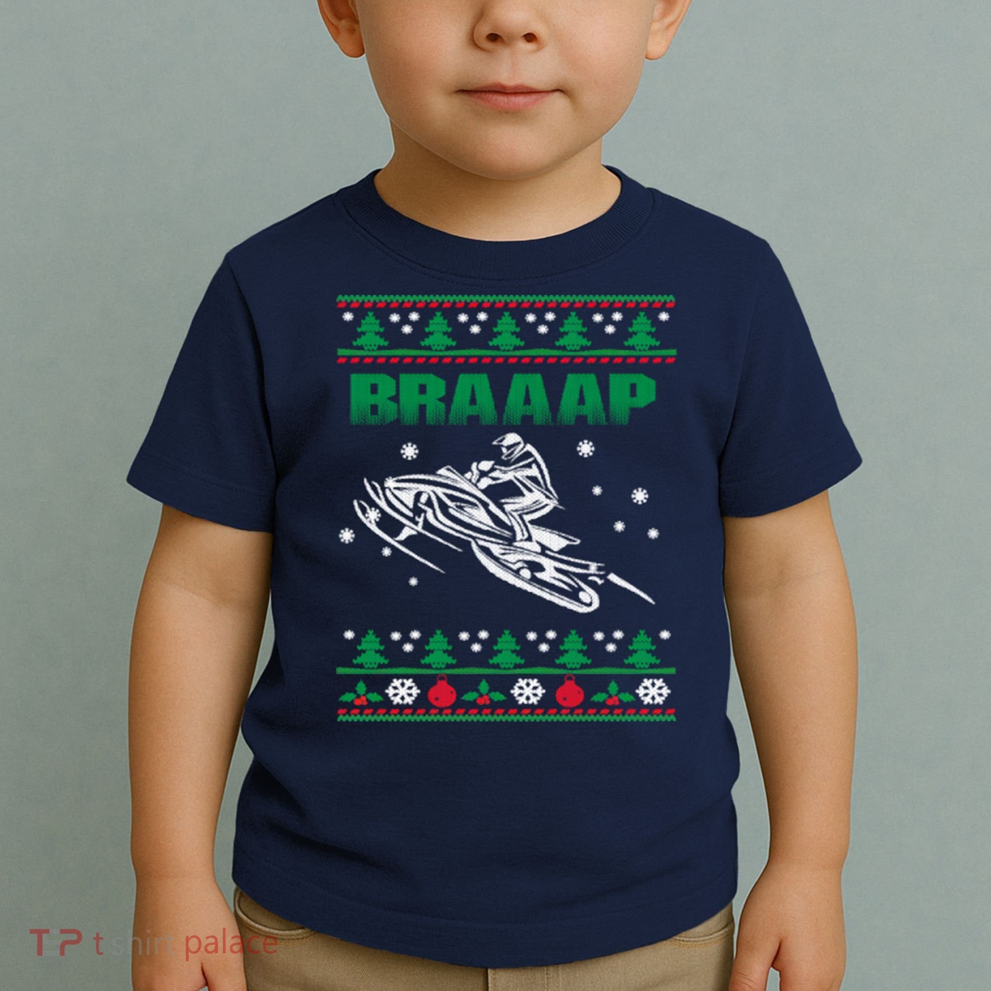 Braaap Snowmobiling Ugly Christmas Toddler T-Shirt