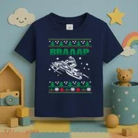 Braaap Snowmobiling Ugly Christmas Toddler T-Shirt thumb 3