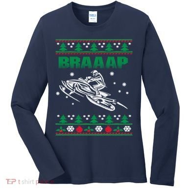 Braaap Snowmobiling Ugly Christmas Women's Long Sleeve Shirt
