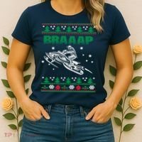 Braaap Snowmobiling Ugly Christmas Women's T-Shirt thumb 2