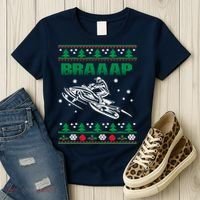 Braaap Snowmobiling Ugly Christmas Women's T-Shirt thumb 3
