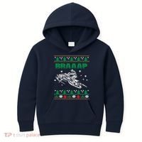Braaap Snowmobiling Ugly Christmas Kids Hoodie thumb 0