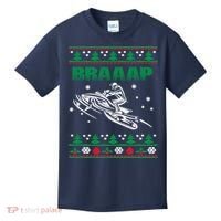 Braaap Snowmobiling Ugly Christmas Kids T-Shirt thumb 0