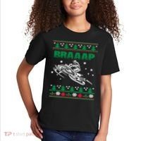 Braaap Snowmobiling Ugly Christmas Kids T-Shirt thumb 2