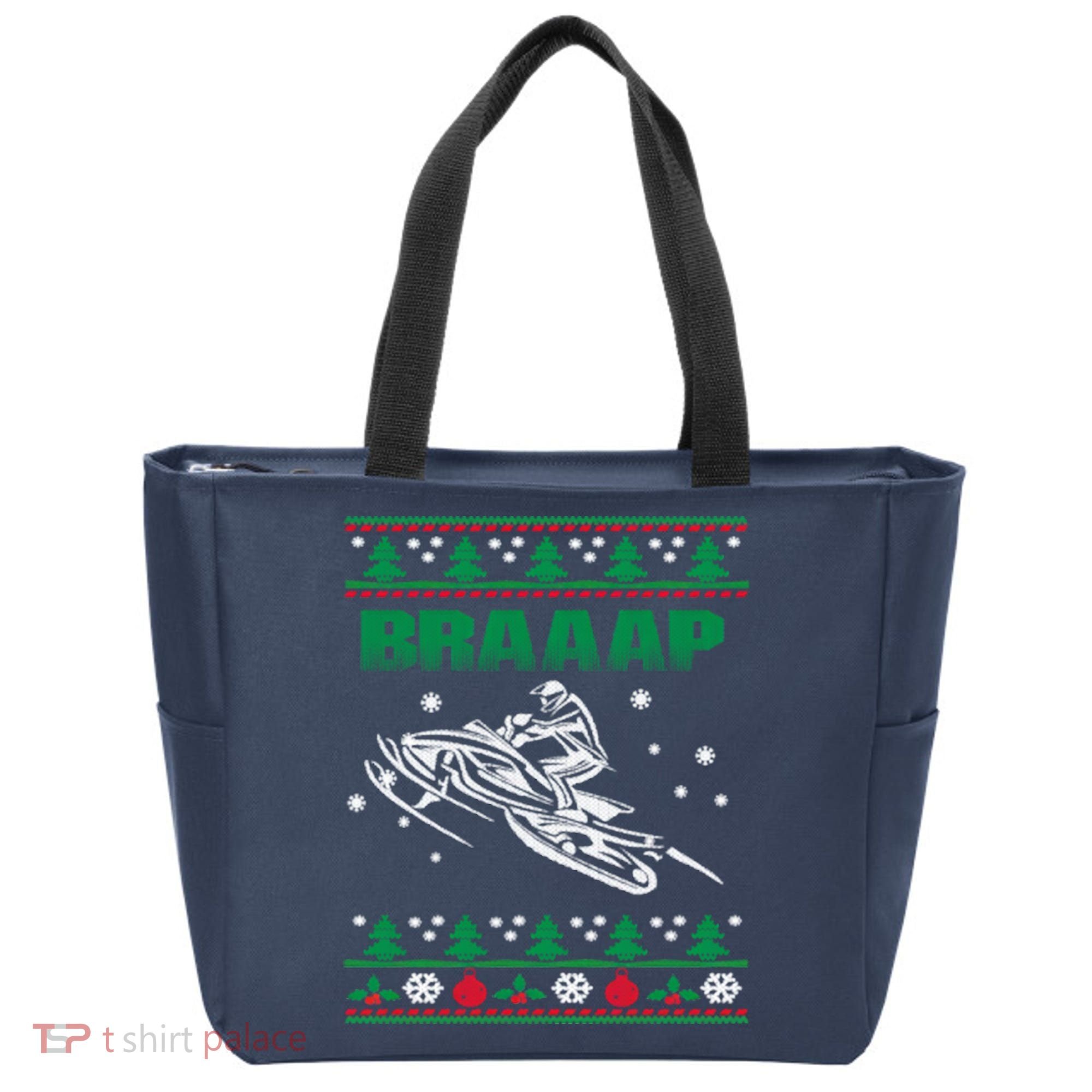 Braaap Snowmobiling Ugly Christmas Tote Bag