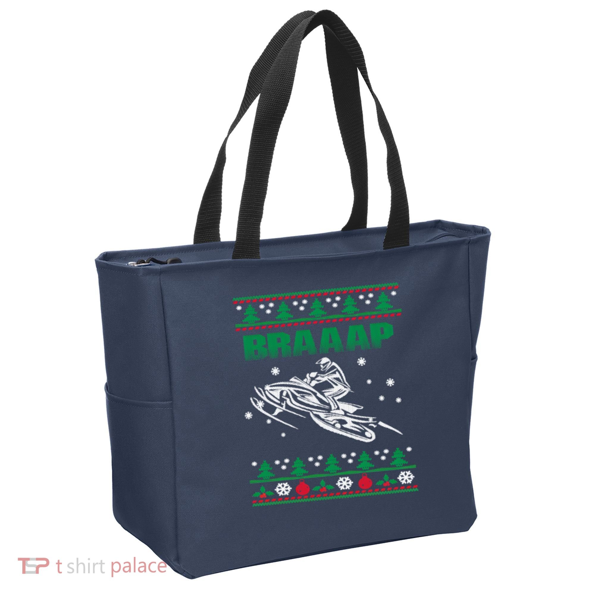 Braaap Snowmobiling Ugly Christmas Tote Bag