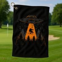 Bigfoot Sasquatch Ufo Alien Abduction Yeti Cryptid Bigfoot Golf Towel thumb 1