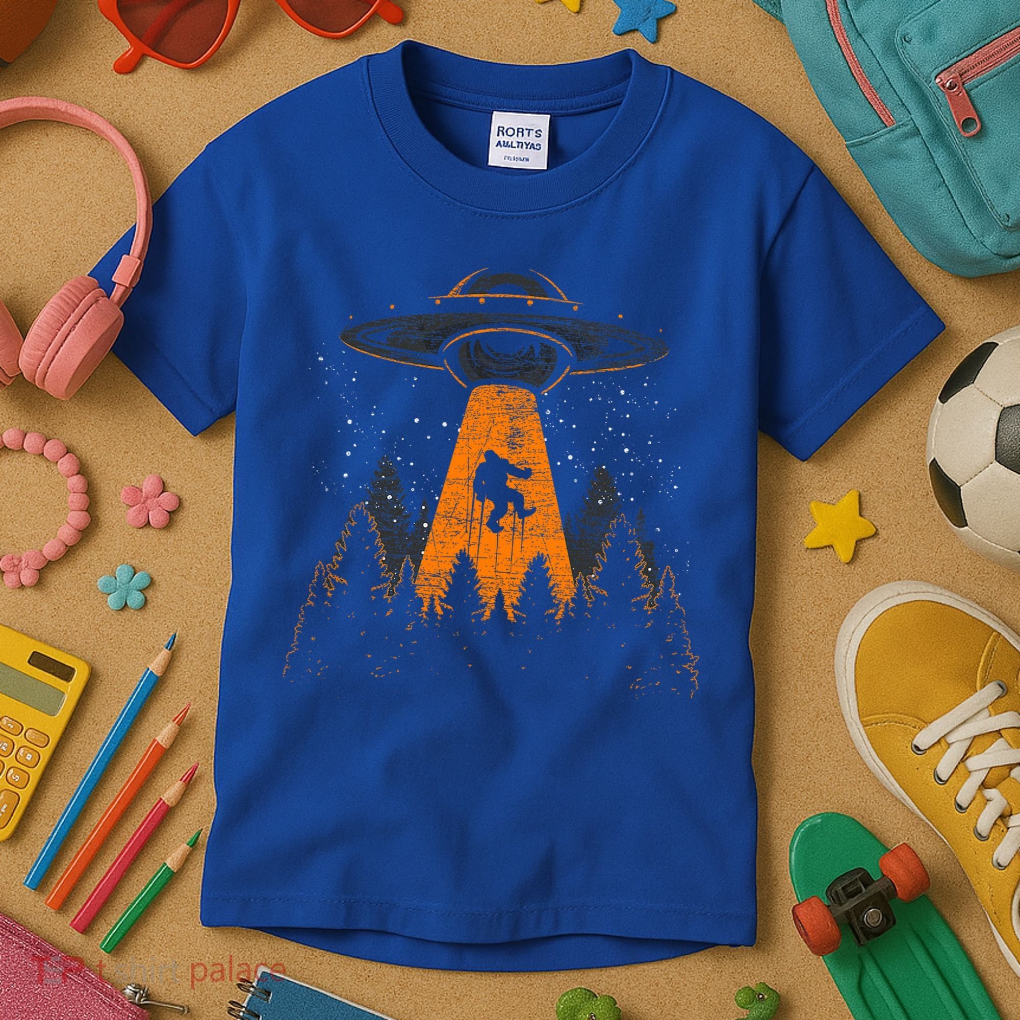Bigfoot Sasquatch Ufo Alien Abduction Yeti Cryptid Bigfoot Kids T-Shirt