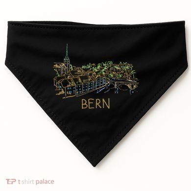 Bern Switzerland Unique Hand Drawn Art USA-Made Doggie Bandana