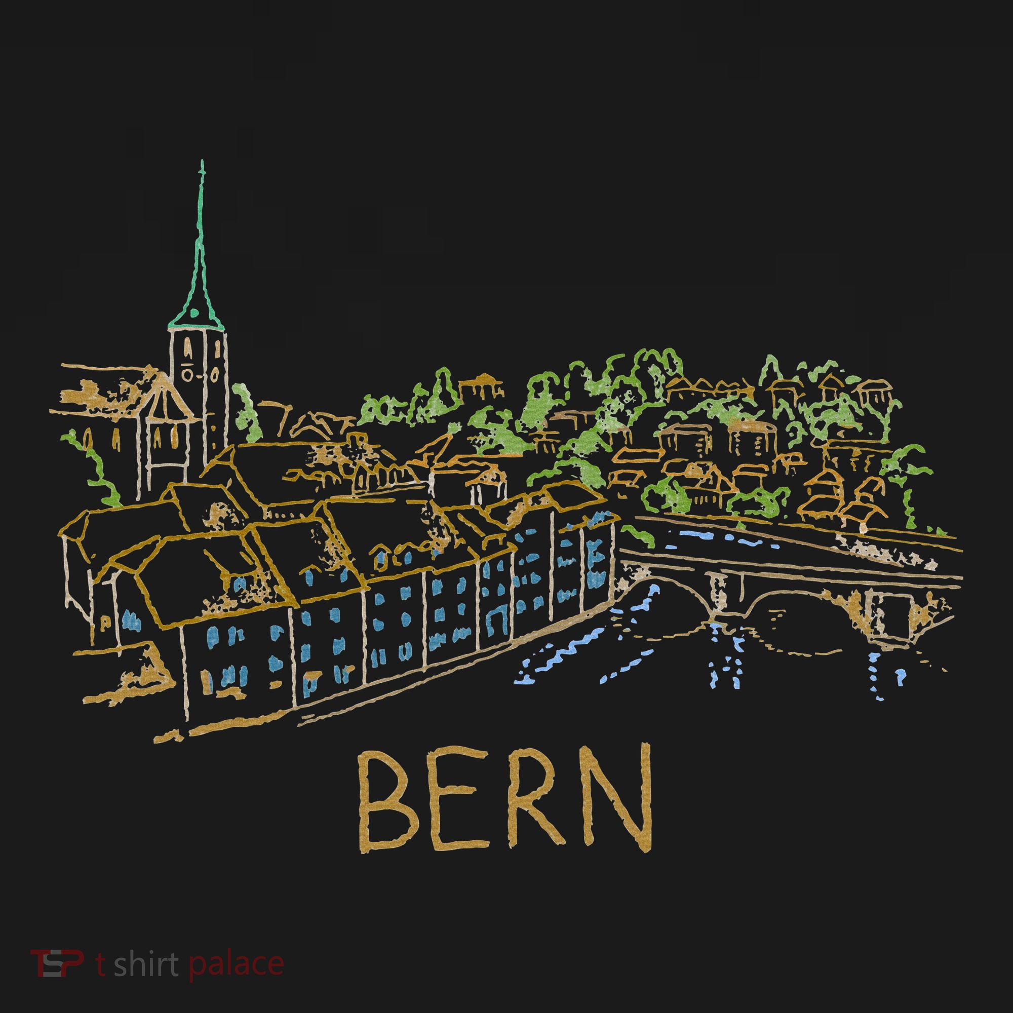 Bern Switzerland Unique Hand Drawn Art Pajama Set