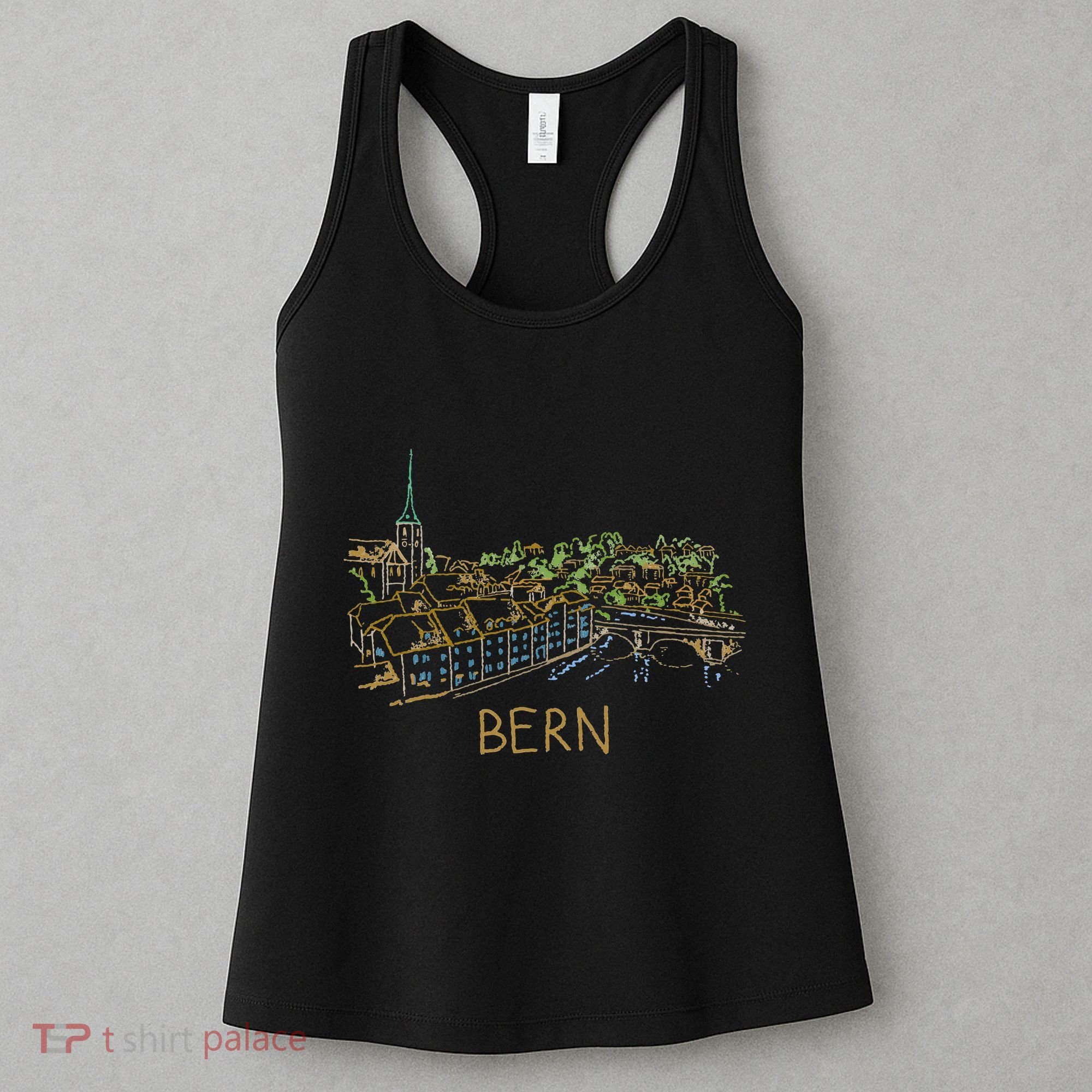 Bern Switzerland Unique Hand Drawn Art Women's Tank Top