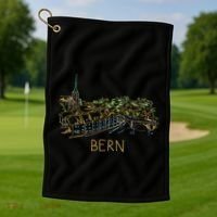 Bern Switzerland Unique Hand Drawn Art Golf Towel thumb 1