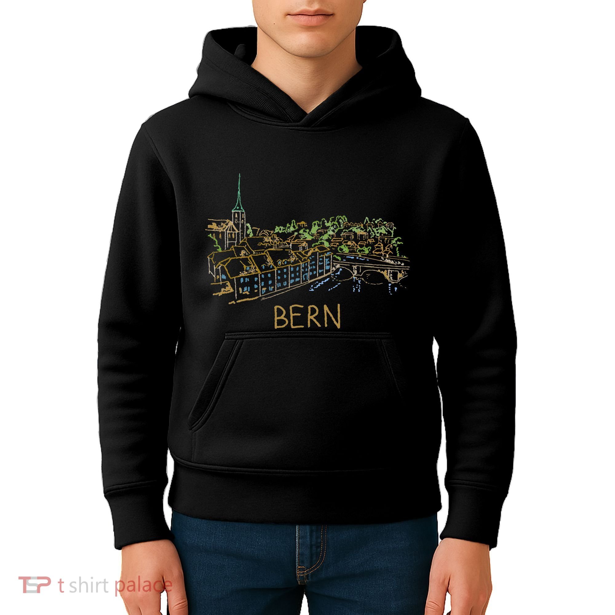 Bern Switzerland Unique Hand Drawn Art Kids Hoodie