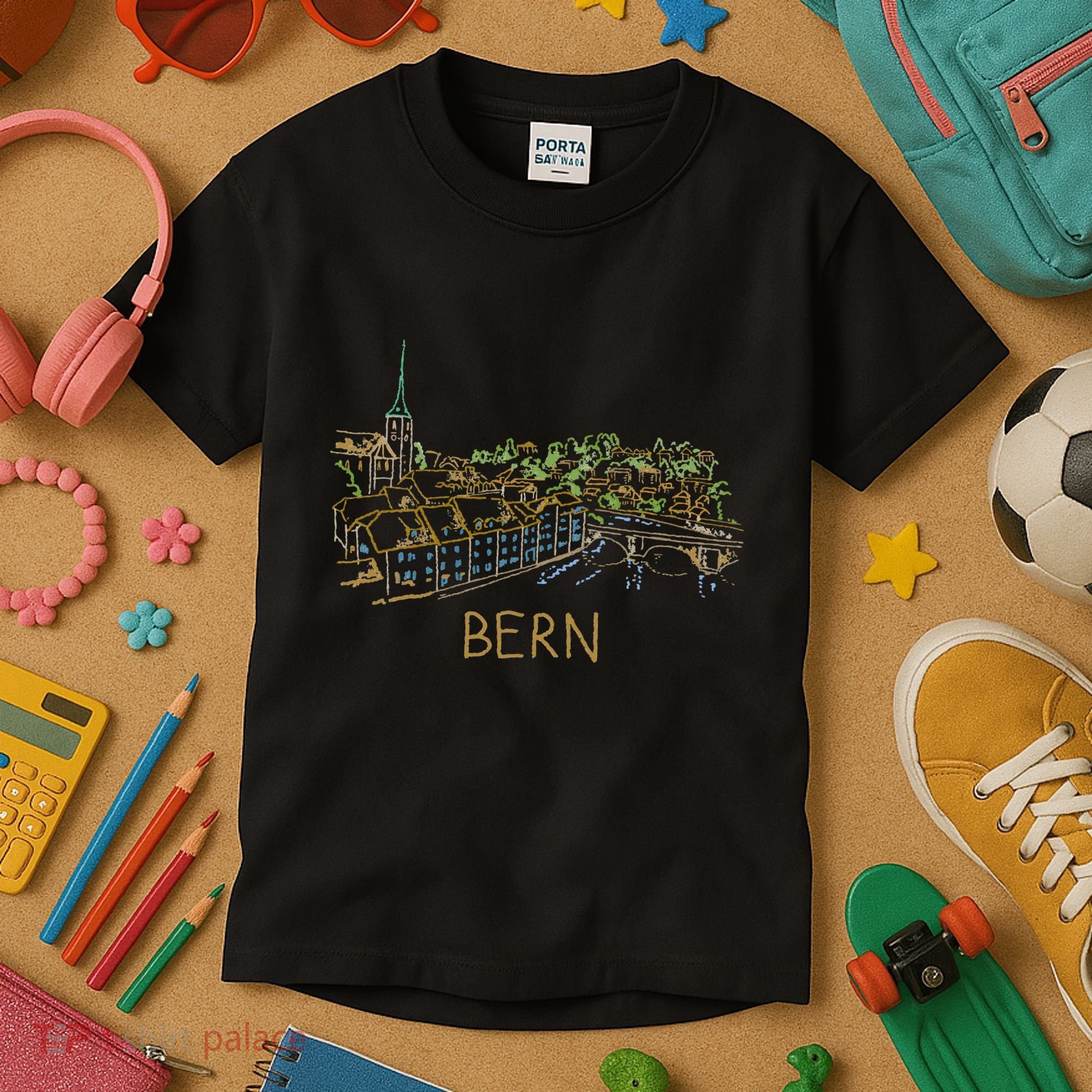 Bern Switzerland Unique Hand Drawn Art Kids T-Shirt