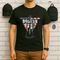 Boston Souvenir Vintage American Flag Guitar Player Rock T-Shirt thumb 6