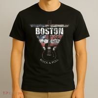 Boston Souvenir Vintage American Flag Guitar Player Rock Fan T-Shirt thumb 3