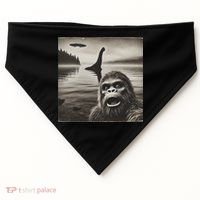 Bigfoot Selfie With Loch Ness Monster And Ufo Aliens USA-Made Doggie Bandana thumb 0