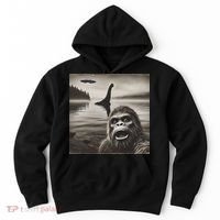 Bigfoot Selfie With Loch Ness Monster And Ufo Aliens Hoodie thumb 0