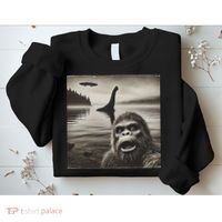 Bigfoot Selfie With Loch Ness Monster And Ufo Aliens Sweatshirt thumb 2