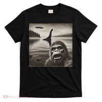 Bigfoot Selfie With Loch Ness Monster And Ufo Aliens T-Shirt thumb 0