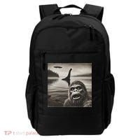 Bigfoot Selfie With Loch Ness Monster And Ufo Aliens Backpack thumb 0