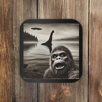 Bigfoot Selfie With Loch Ness Monster And Ufo Aliens Coaster thumb 0