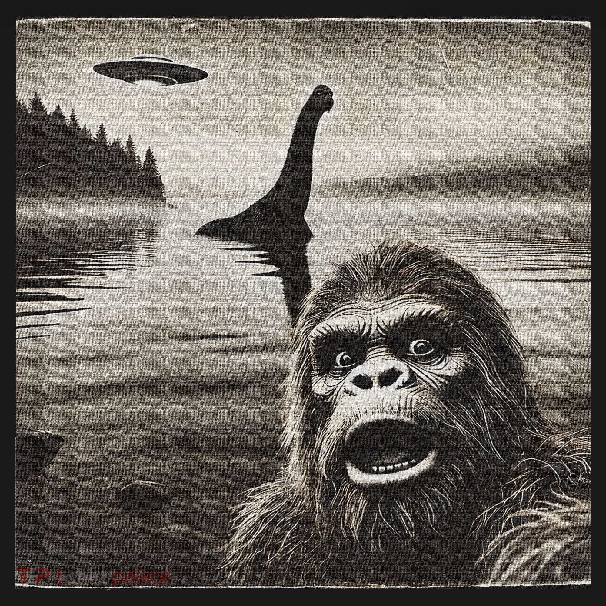 Bigfoot Selfie With Loch Ness Monster And Ufo Aliens Women's Hoodie