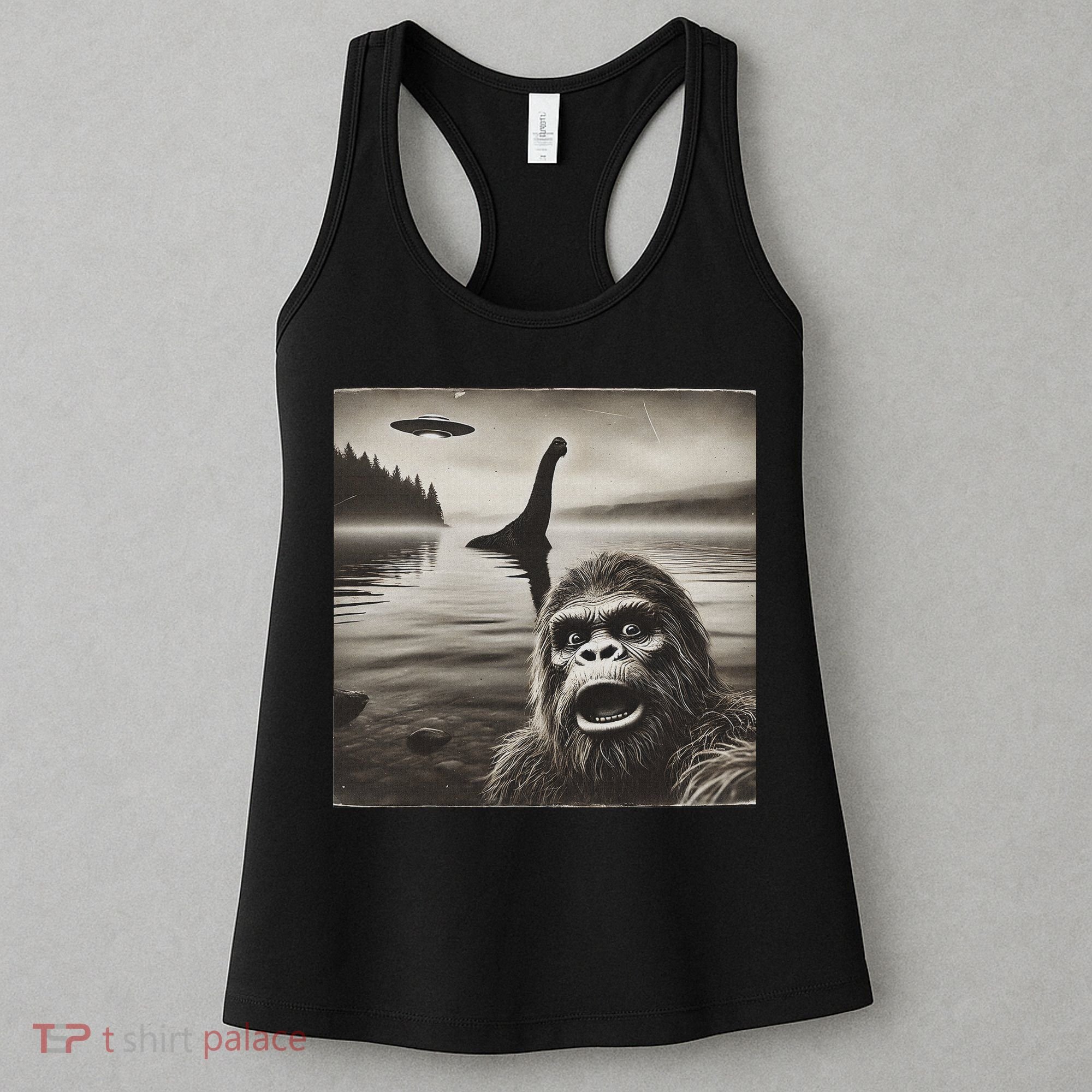Bigfoot Selfie With Loch Ness Monster And Ufo Aliens Women's Tank Top