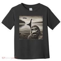 Bigfoot Selfie With Loch Ness Monster And Ufo Aliens Toddler T-Shirt thumb 0