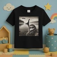 Bigfoot Selfie With Loch Ness Monster And Ufo Aliens Toddler T-Shirt thumb 3