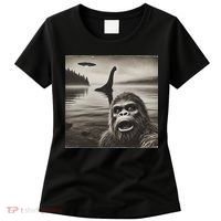 Bigfoot Selfie With Loch Ness Monster And Ufo Aliens Women's T-Shirt thumb 0