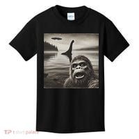 Bigfoot Selfie With Loch Ness Monster And Ufo Aliens Kids T-Shirt thumb 0