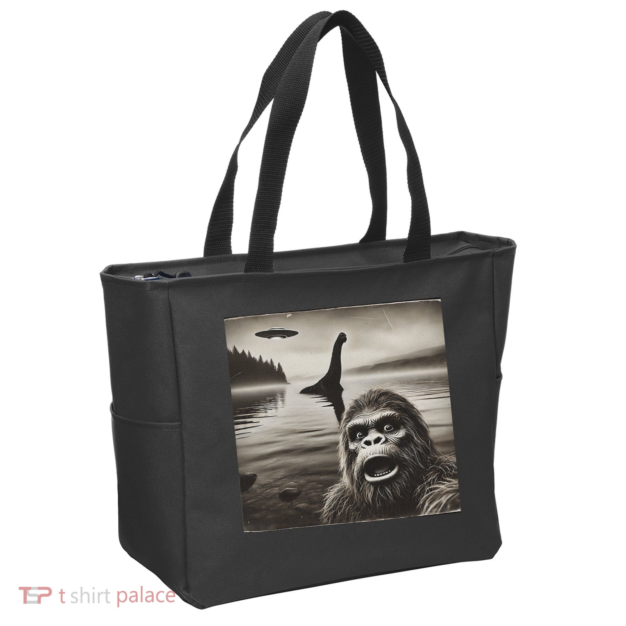 Bigfoot Selfie With Loch Ness Monster And Ufo Aliens Tote Bag