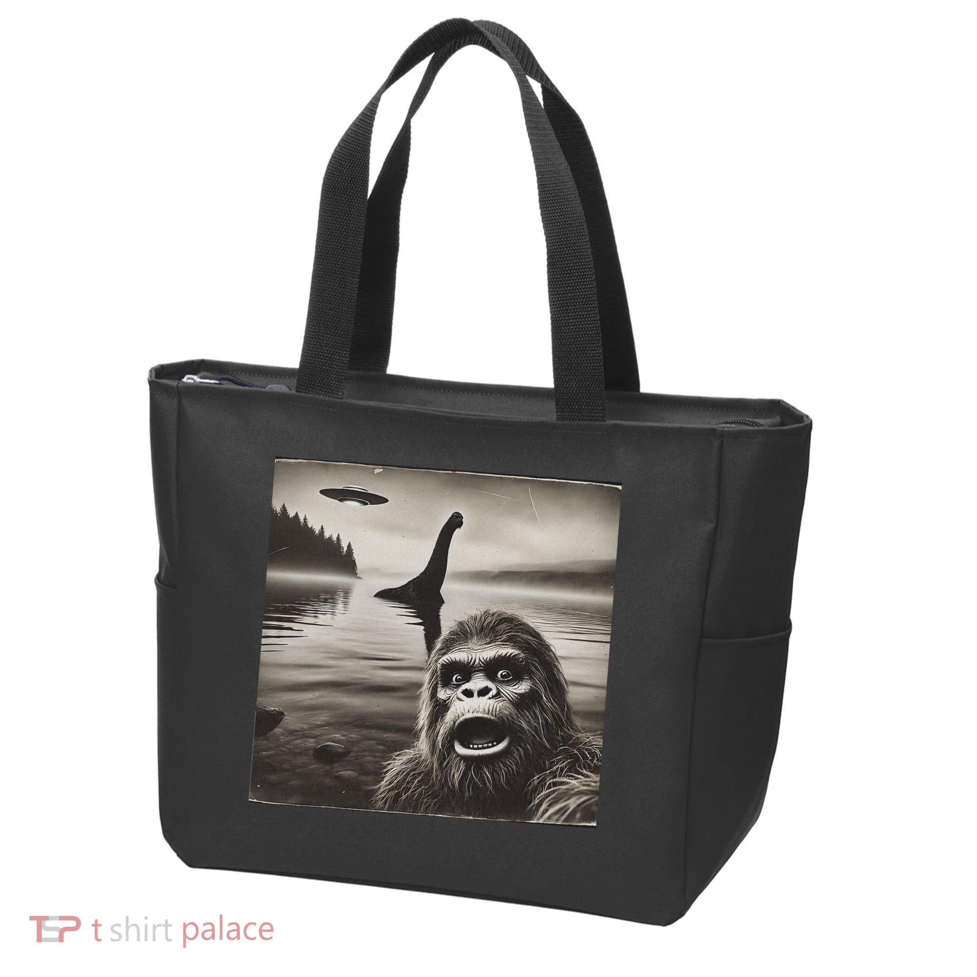 Bigfoot Selfie With Loch Ness Monster And Ufo Aliens Tote Bag