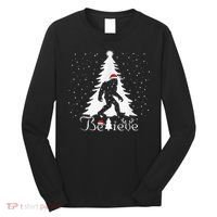 Bigfoot Sasquatch Yeti Believe Santa Hat Christmas Pajamas Long Sleeve Shirt thumb 0