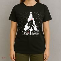 Bigfoot Sasquatch Yeti Believe Santa Hat Christmas Pajamas T-Shirt thumb 4