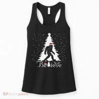 Bigfoot Sasquatch Yeti Believe Santa Hat Christmas Pajamas Women's Tank Top thumb 0