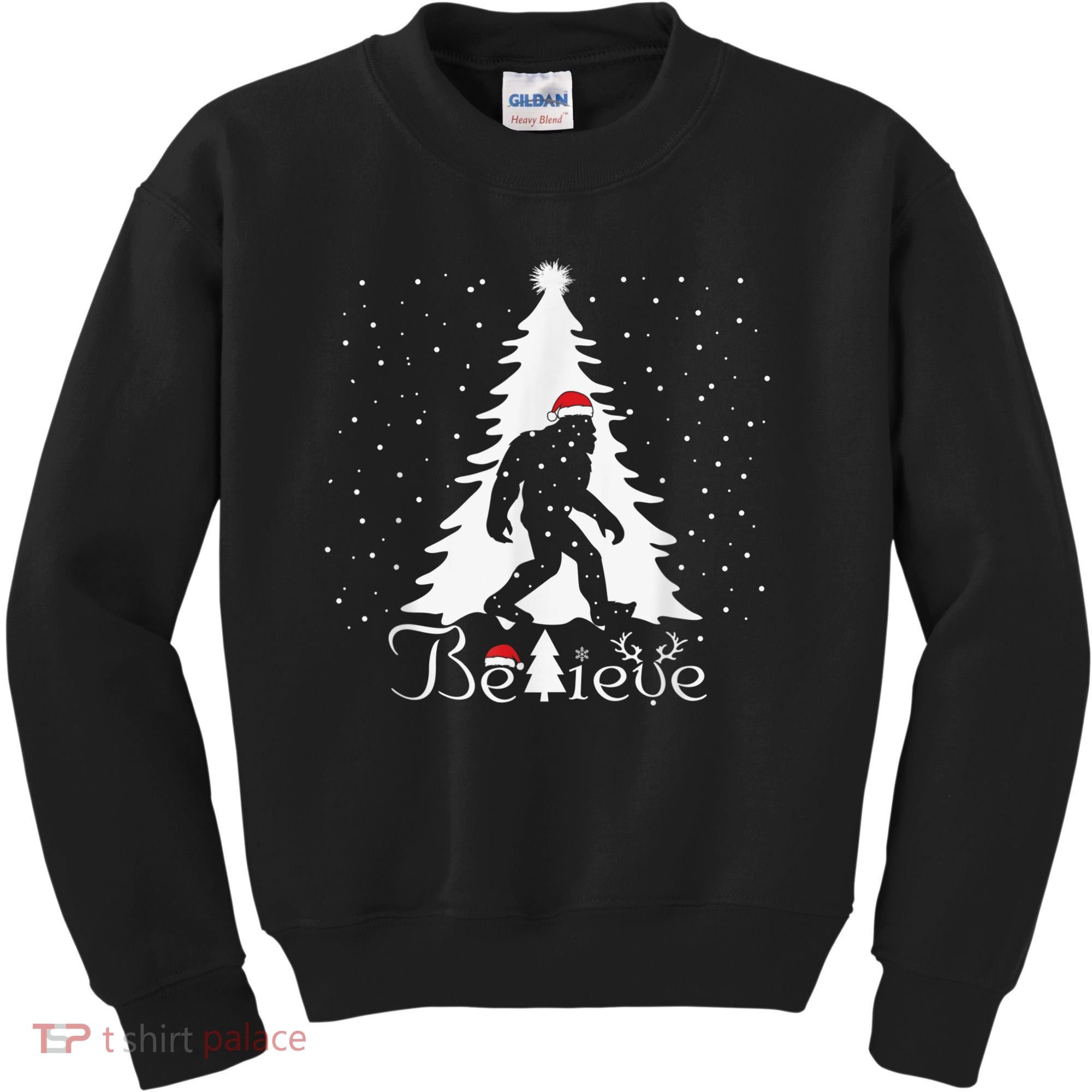 Bigfoot Sasquatch Yeti Believe Santa Hat Christmas Pajamas Kids Sweatshirt