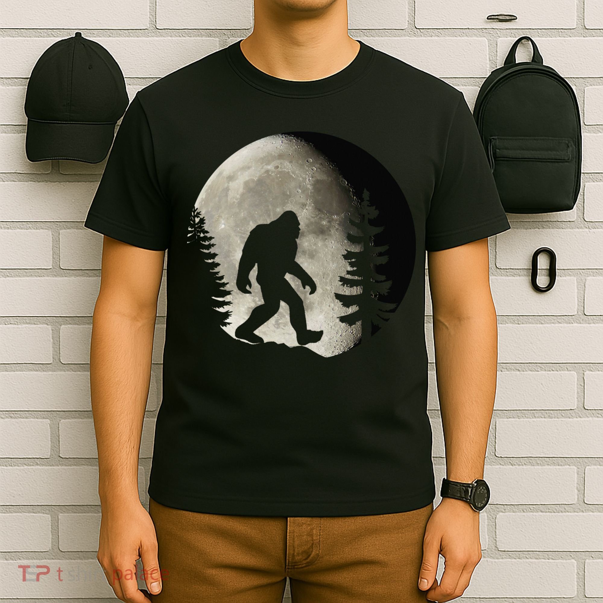 Bigfoot, Sasquatch, Yeti, Moon T-Shirt
