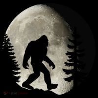 Bigfoot, Sasquatch, Yeti, Moon Button thumb 1