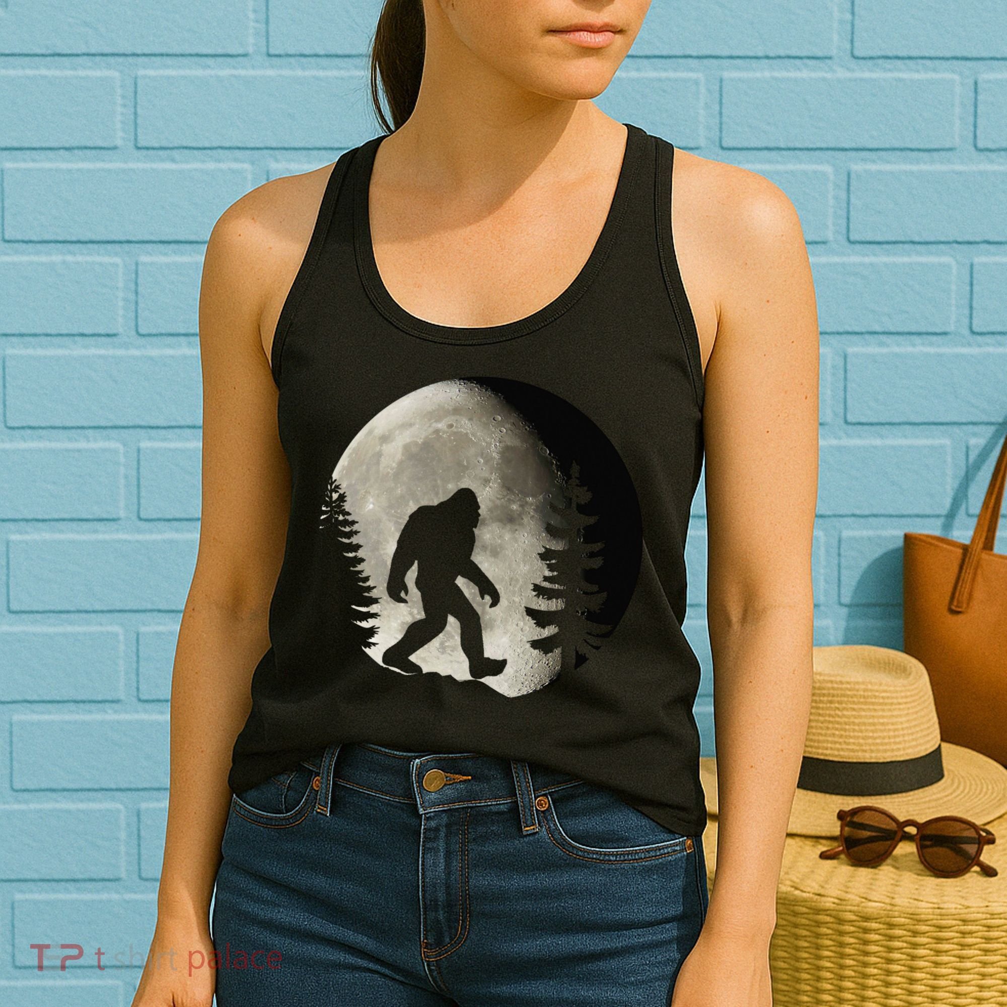 Bigfoot, Sasquatch, Yeti, Moon Women's Tank Top