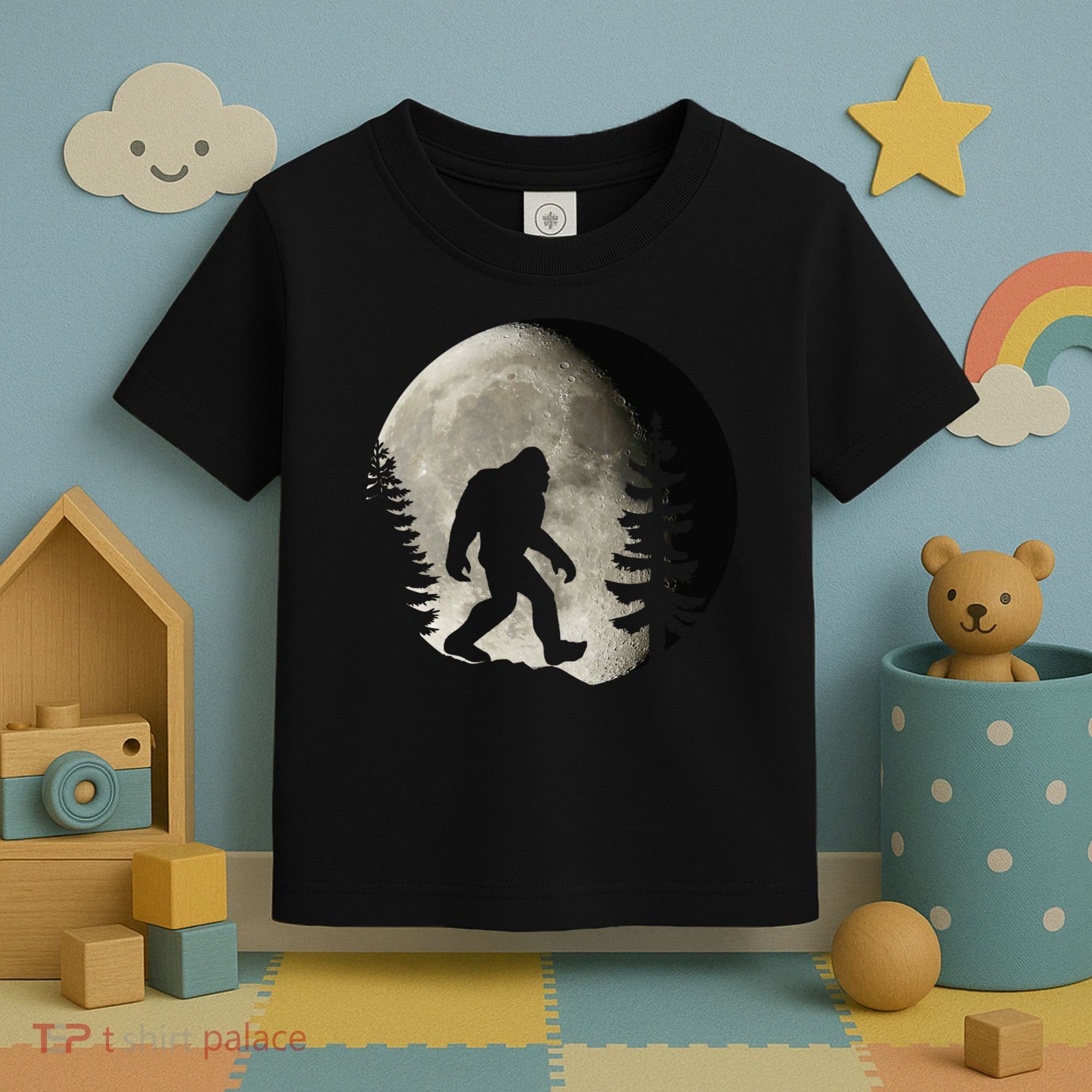 Bigfoot, Sasquatch, Yeti, Moon Toddler T-Shirt
