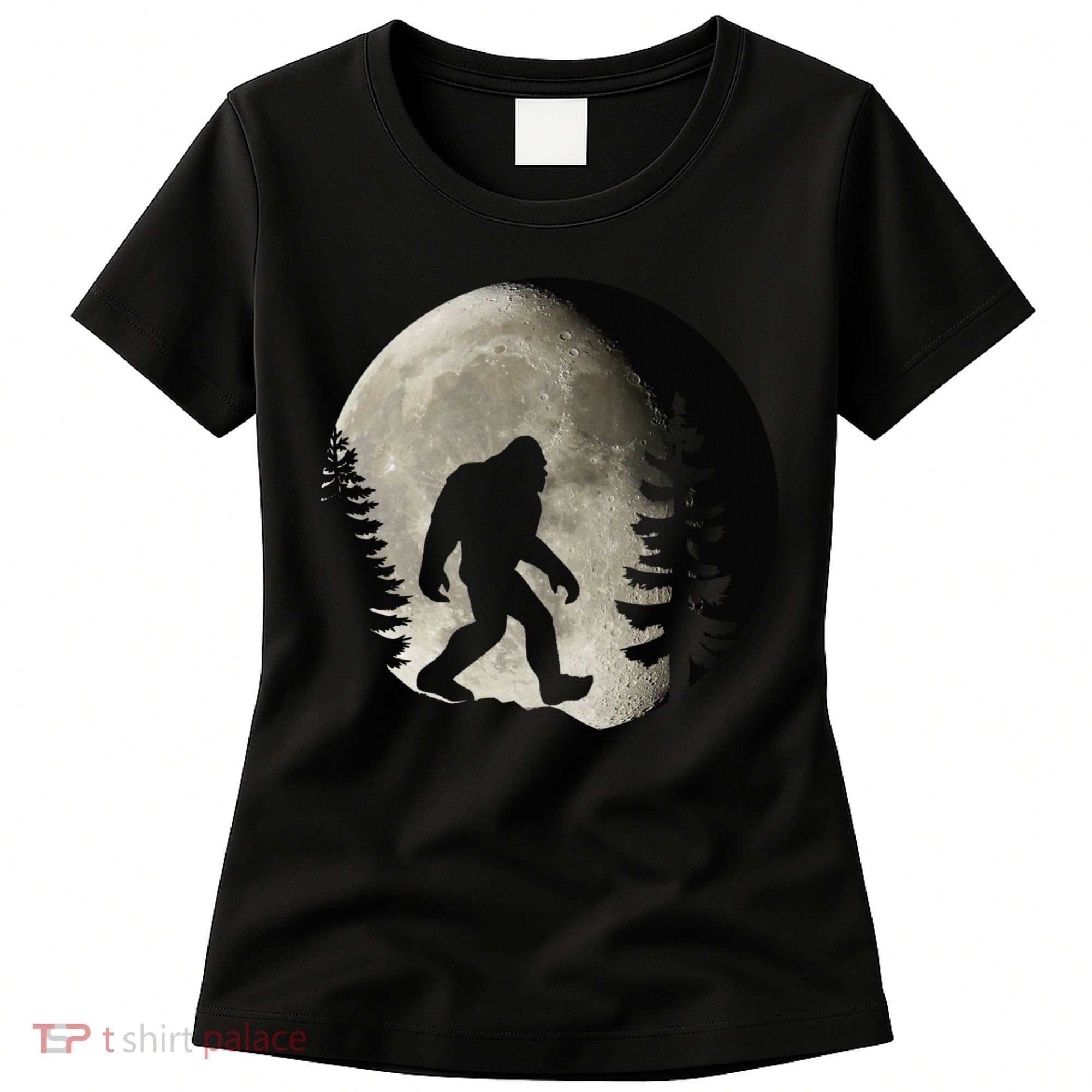 Bigfoot, Sasquatch, Yeti, Moon Women's T-Shirt