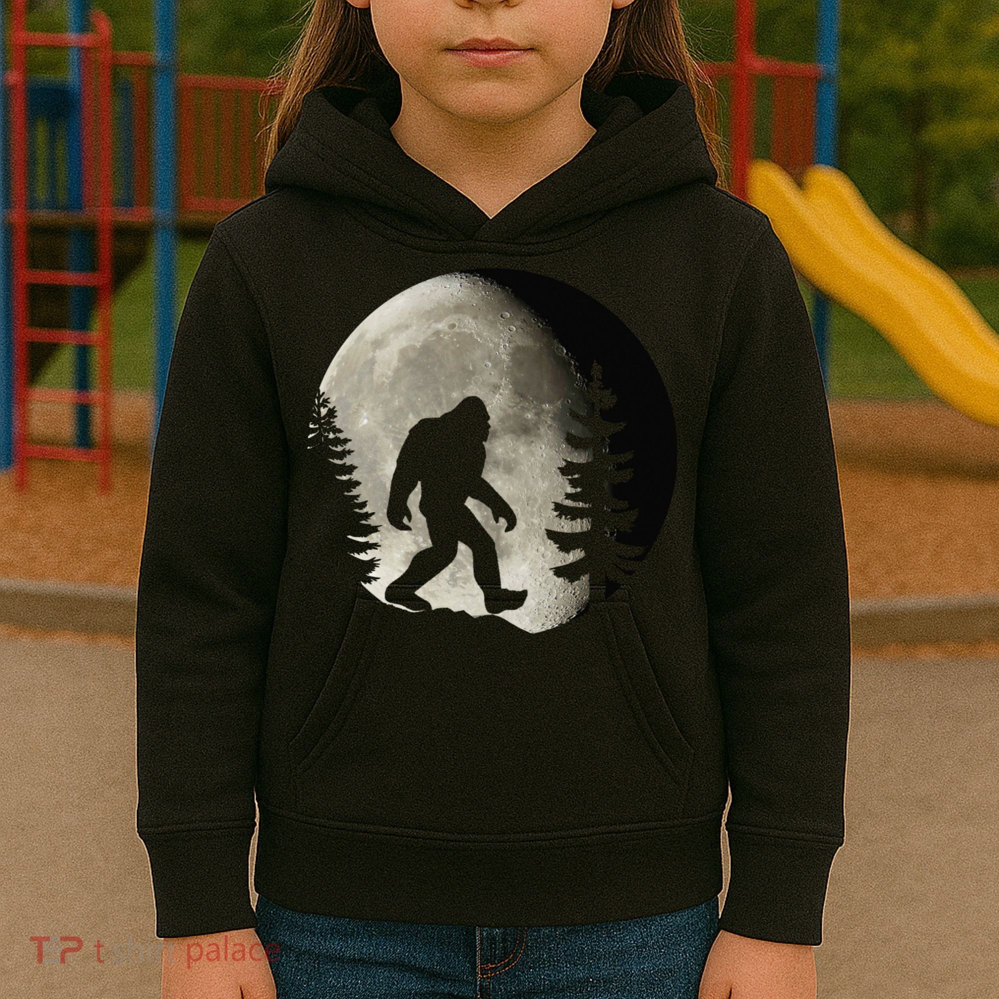 Bigfoot, Sasquatch, Yeti, Moon Kids Hoodie