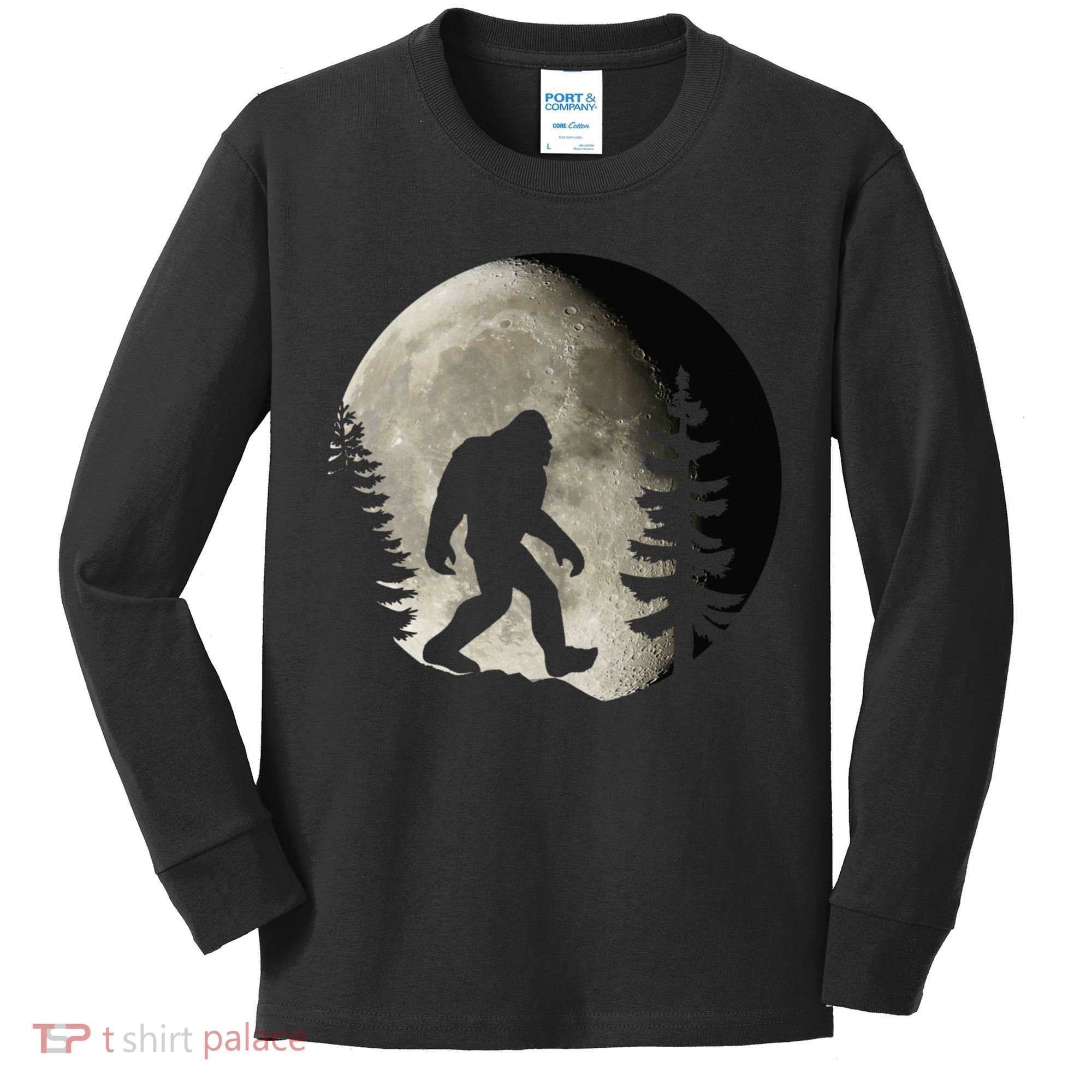 Bigfoot, Sasquatch, Yeti, Moon Kids Long Sleeve Shirt